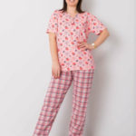 Růžové pyžamo plus velikosti se vzory