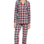 Vamp – Kárované dvoudílné dámské pyžamo 15719 – Vamp