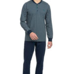 Vamp – Klasické dvoudílné pánské pyžamo 15630 – Vamp blue oxford xxl