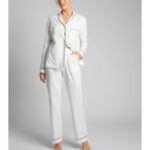 LA020 Bavlněné pyžamové kalhoty s ozdobným lemem