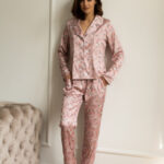 Pyžamo Layla Dreams Set košile a kalhot s dlouhým rukávem L4 Pink Satin