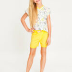 Yoclub Dívčí krátké bavlněné pyžamo PIA-0024G-A110 Vícebarevné