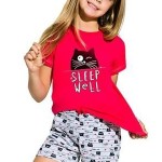 Dívčí bavlněné pyžamo s kočkou Hanička malinové