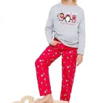 Dívčí pyžamo s tučňákem Sofinka šedočervené