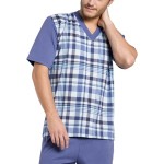 Pánské pyžamo Roman modré krátké nadměrná velikost